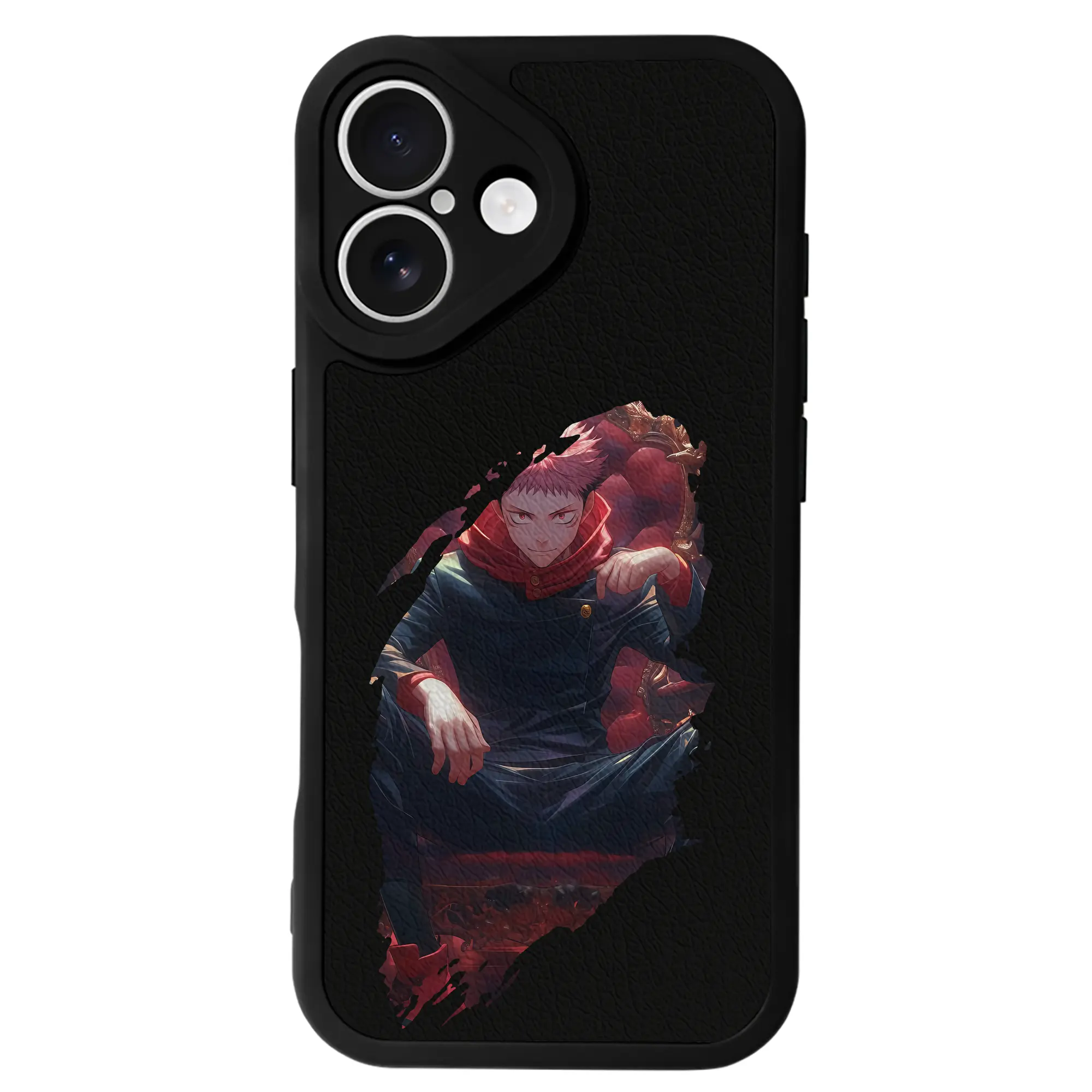 呪術廻戦 グッズ,虎杖 悠仁 - IPhone 16シリーズ対応 ・ シリコンスマホケース ・ レザー調 ・ 高精度フィット ・ 耐衝撃 ・ ワイヤレス充電対応 ・ 精密カット